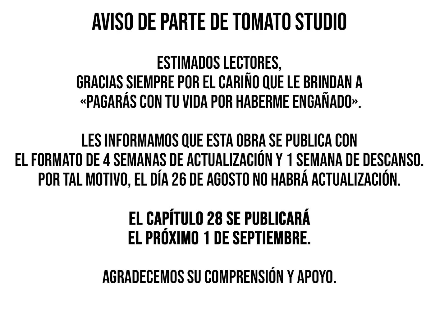 Pagarás con tu vida por haberme engañado - Capítulo 27.5 - Página 1 - LectorTMOo