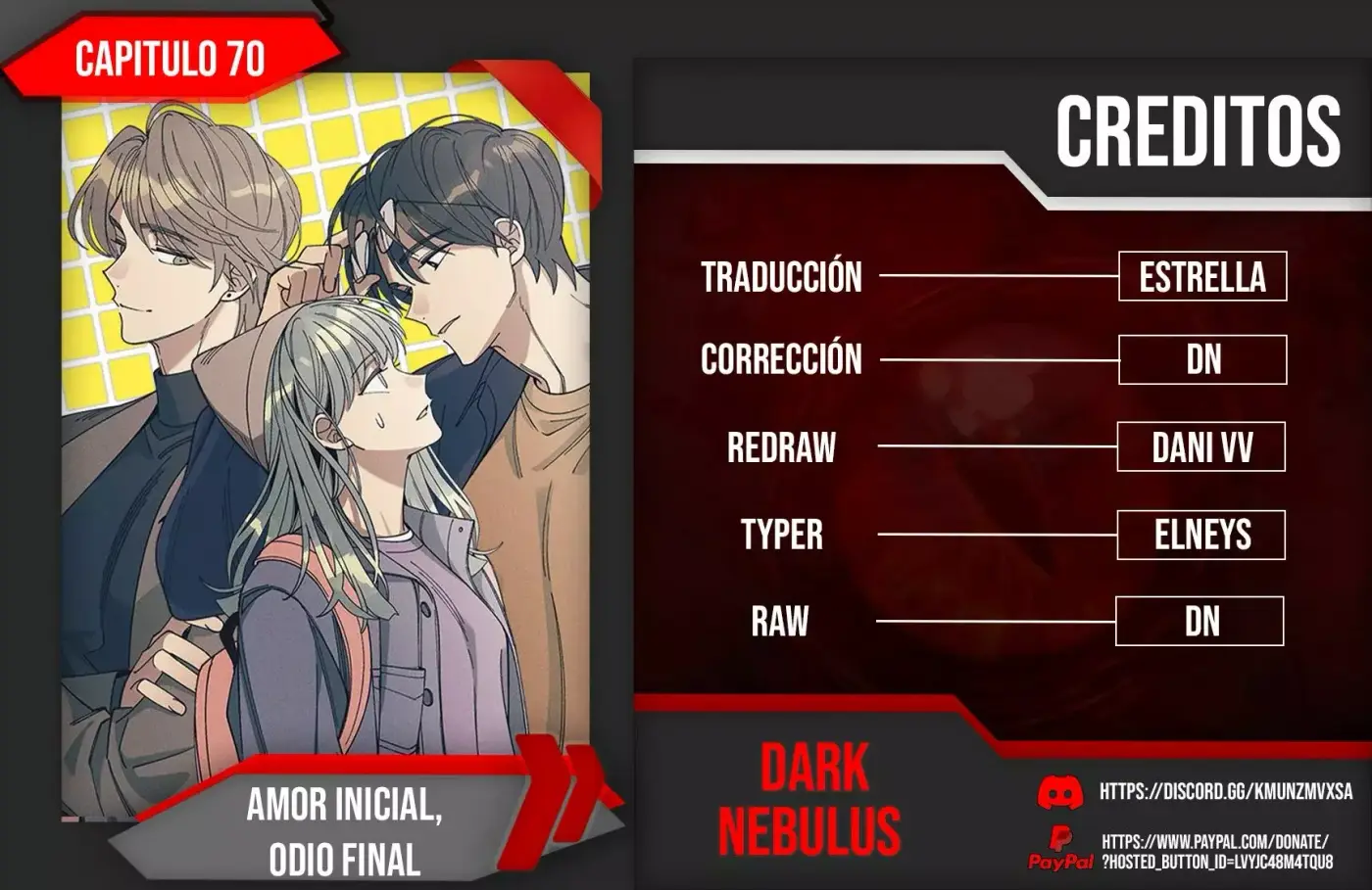 Amor inicial, Odio final capítulo 70 página 1