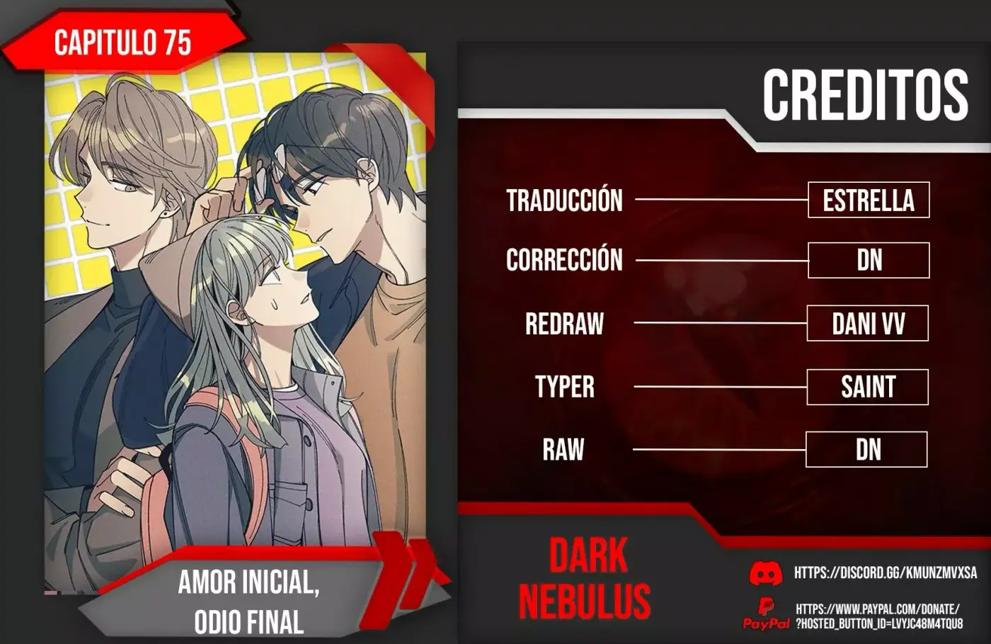 Amor inicial, Odio final capítulo 75 página 1