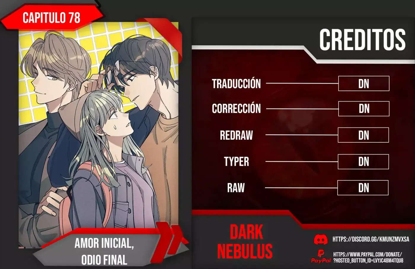 Amor inicial, Odio final capítulo 78 página 1