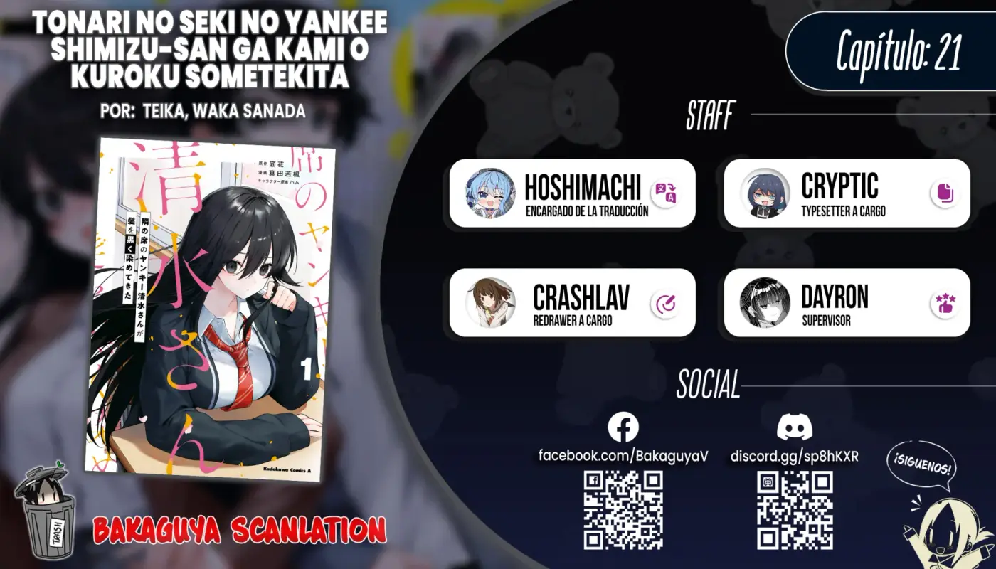 Tonari no Seki no Yankee Shimizu-san ga Kami wo Kuroku Somete Kita capítulo 21 página 1