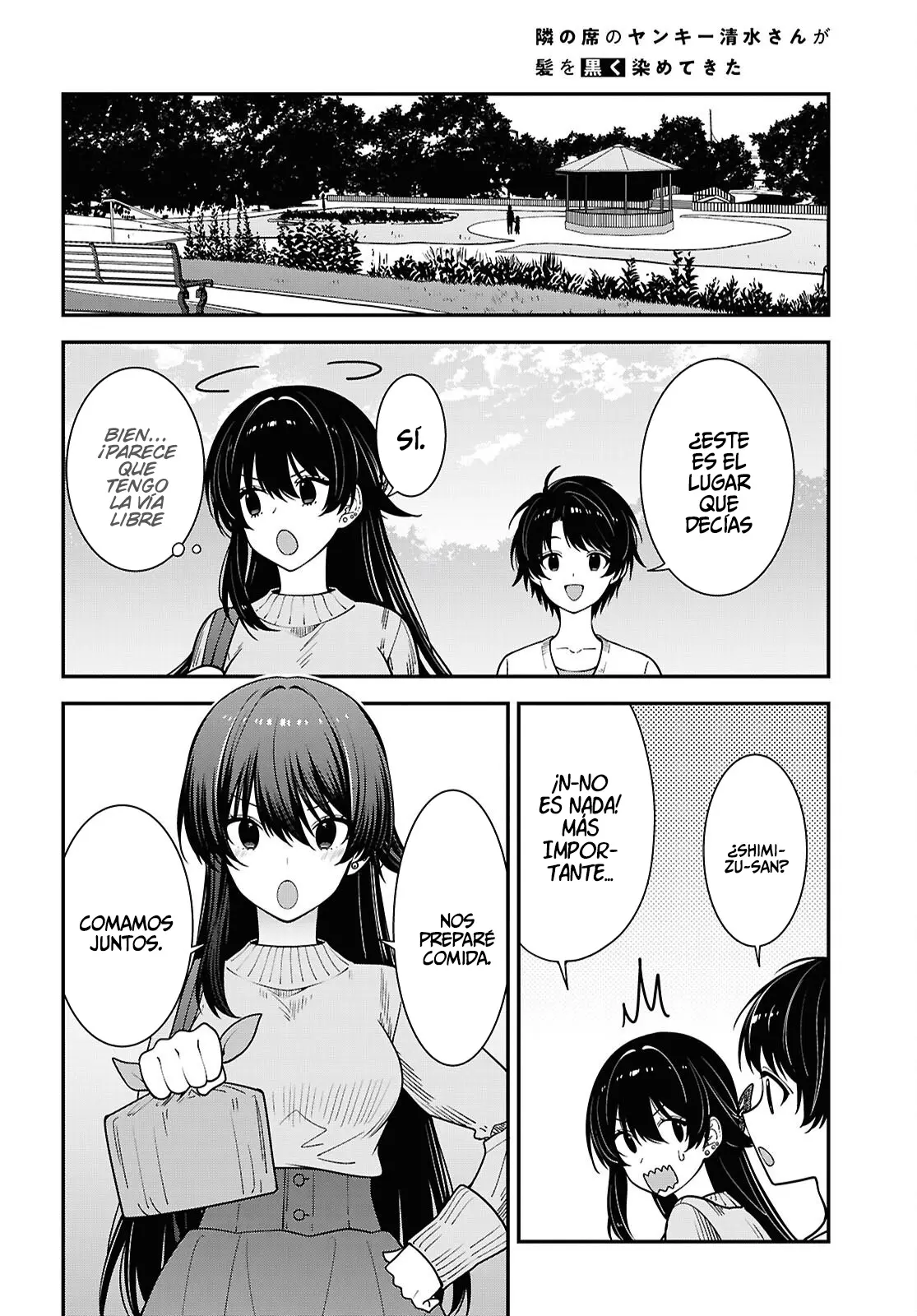 Tonari no Seki no Yankee Shimizu-san ga Kami wo Kuroku Somete Kita capítulo 21 página 10