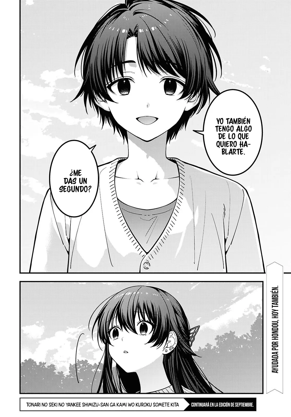 Tonari no Seki no Yankee Shimizu-san ga Kami wo Kuroku Somete Kita capítulo 21 página 36