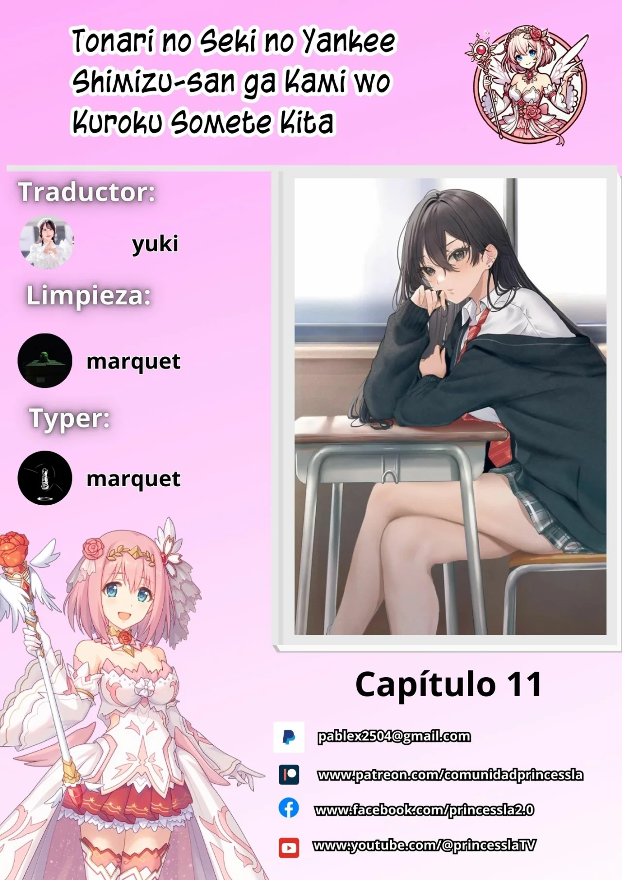 Tonari no Seki no Yankee Shimizu-san ga Kami o Kuroku Sometekita - Capítulo 11 - Página 1 - LectorTMOo