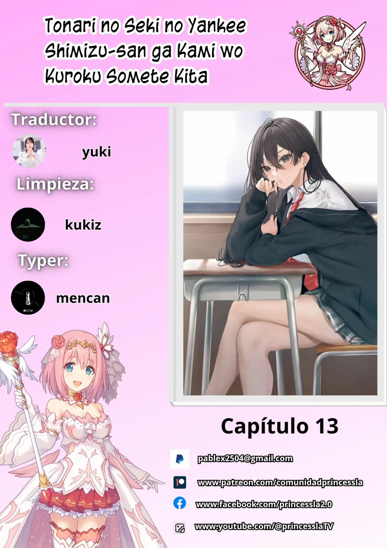 Tonari no Seki no Yankee Shimizu-san ga Kami o Kuroku Sometekita - Capítulo 13 - Página 1 - LectorTMOo