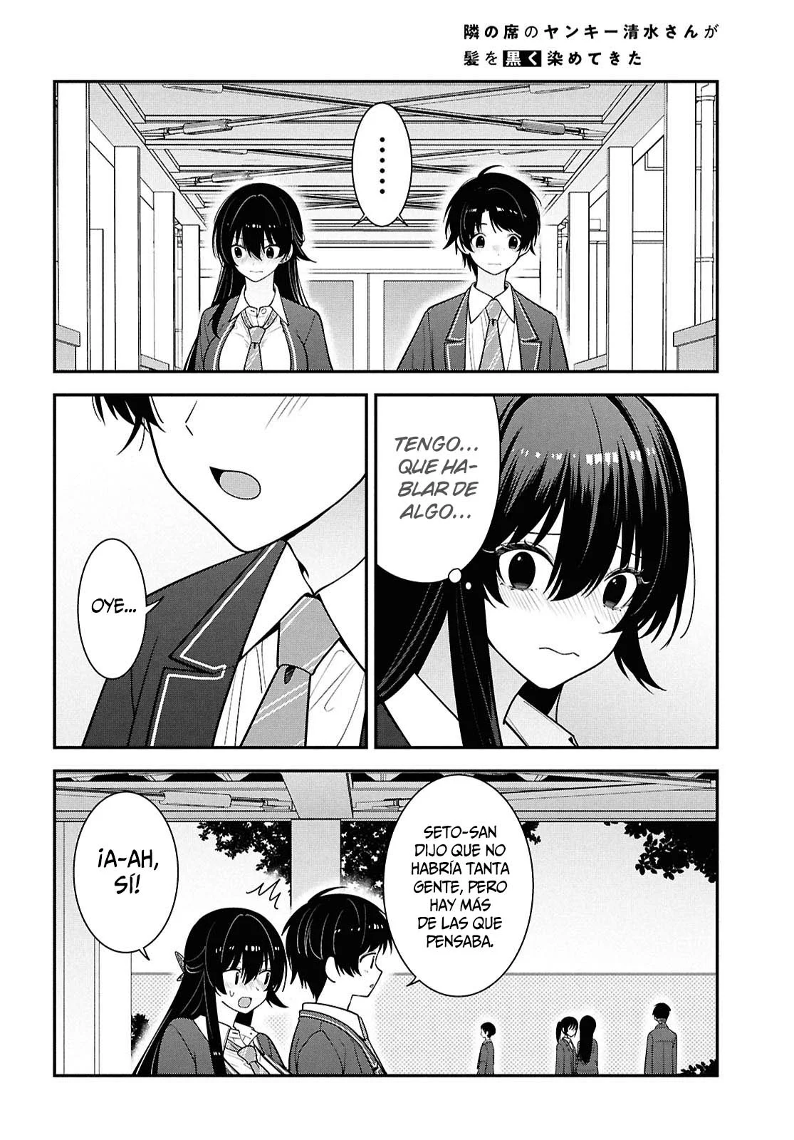 Tonari no Seki no Yankee Shimizu-san ga Kami o Kuroku Sometekita - Capítulo 14 - Página 15 - LectorTMOo