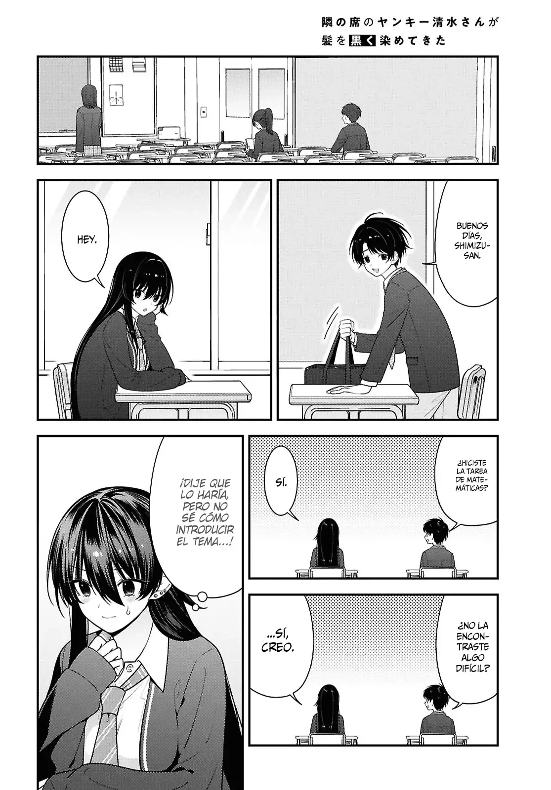 Tonari no Seki no Yankee Shimizu-san ga Kami o Kuroku Sometekita - Capítulo 17 - Página 10 - LectorTMOo