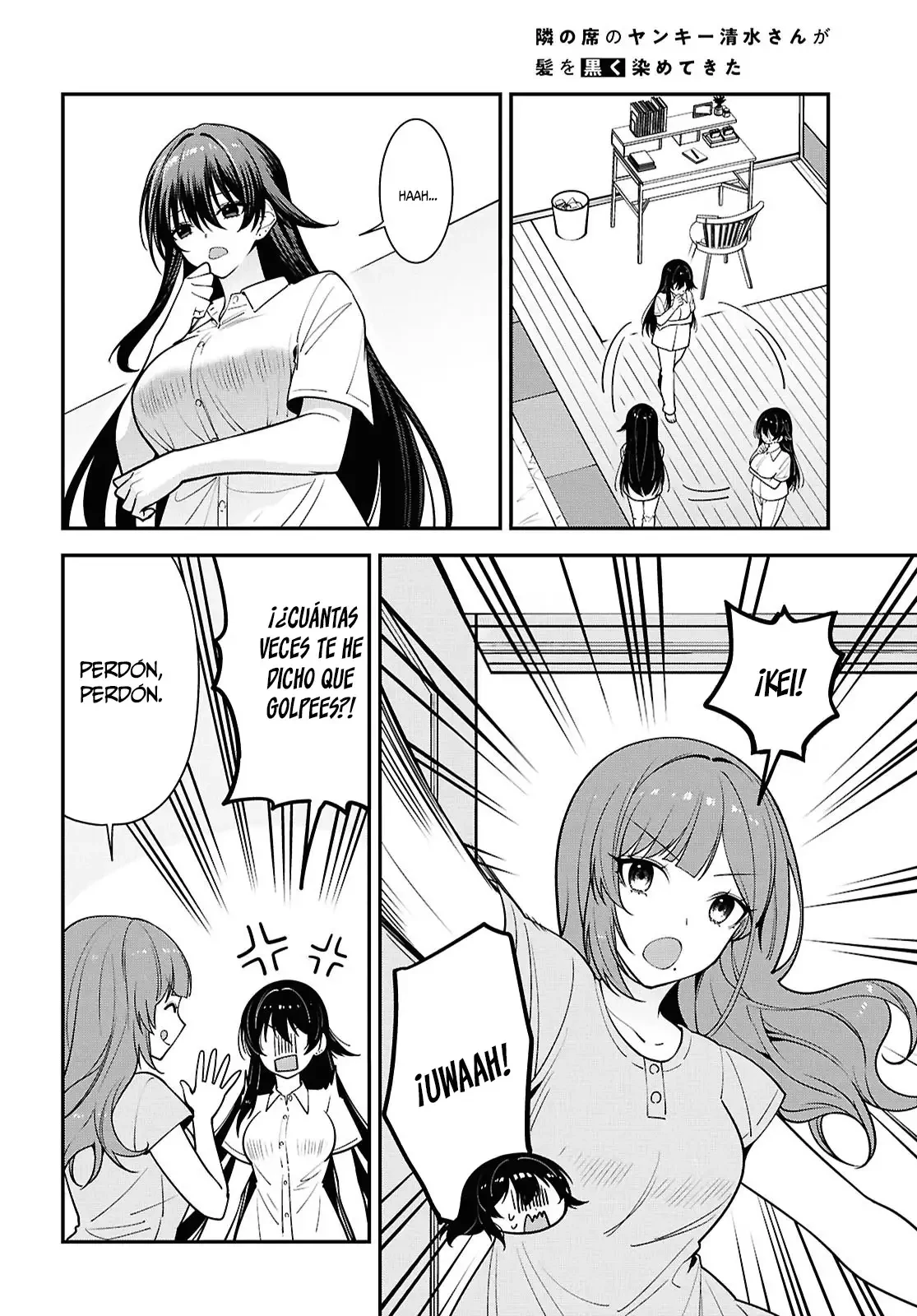 Tonari no Seki no Yankee Shimizu-san ga Kami o Kuroku Sometekita - Capítulo 17 - Página 18 - LectorTMOo