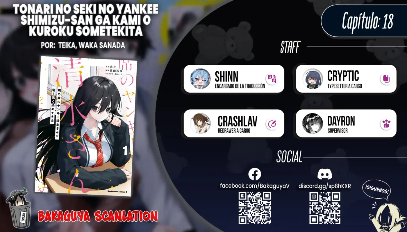 Tonari no Seki no Yankee Shimizu-san ga Kami o Kuroku Sometekita - Capítulo 18 - Página 1 - LectorTMOo