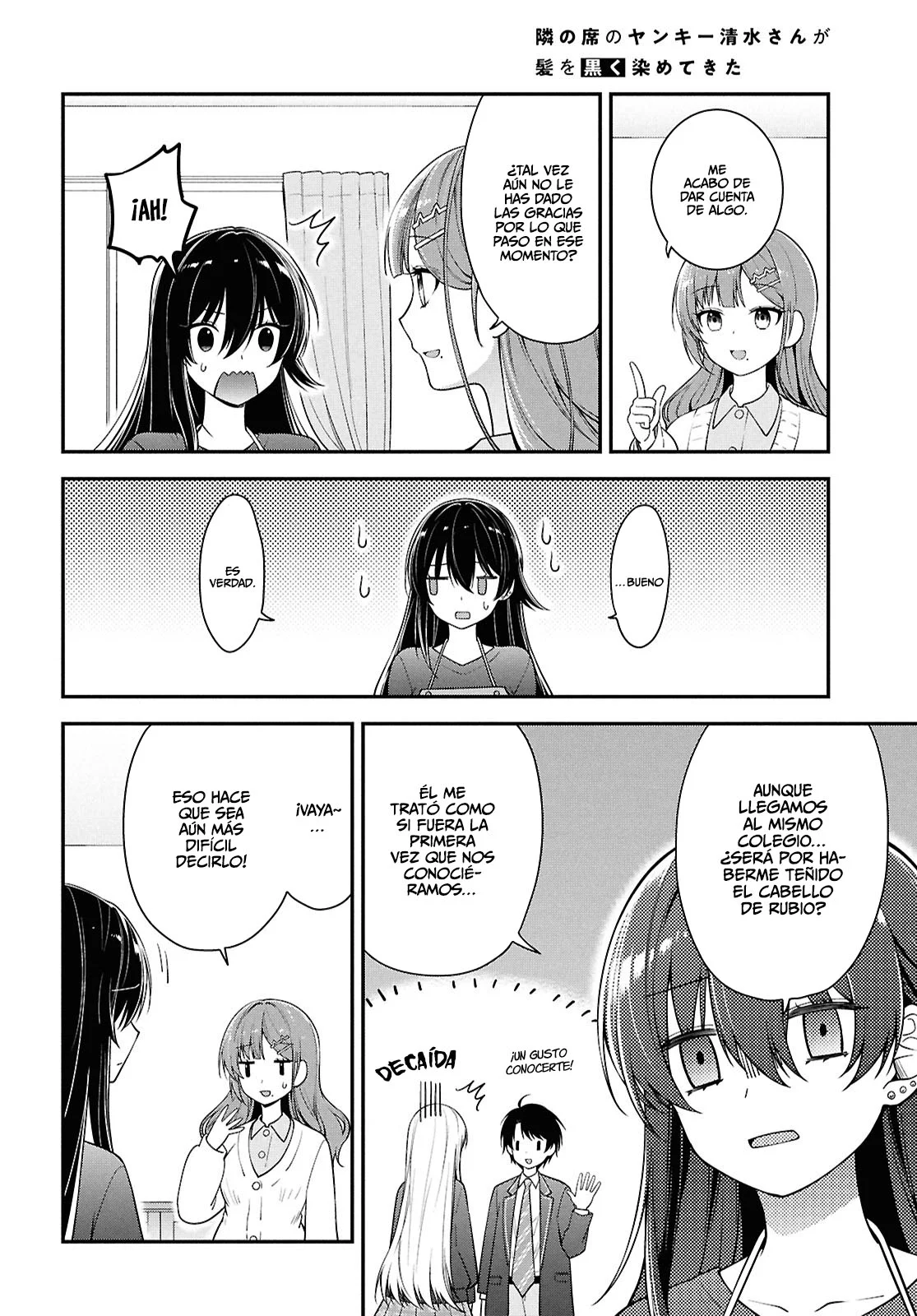 Tonari no Seki no Yankee Shimizu-san ga Kami o Kuroku Sometekita - Capítulo 4 - Página 28 - LectorTMOo