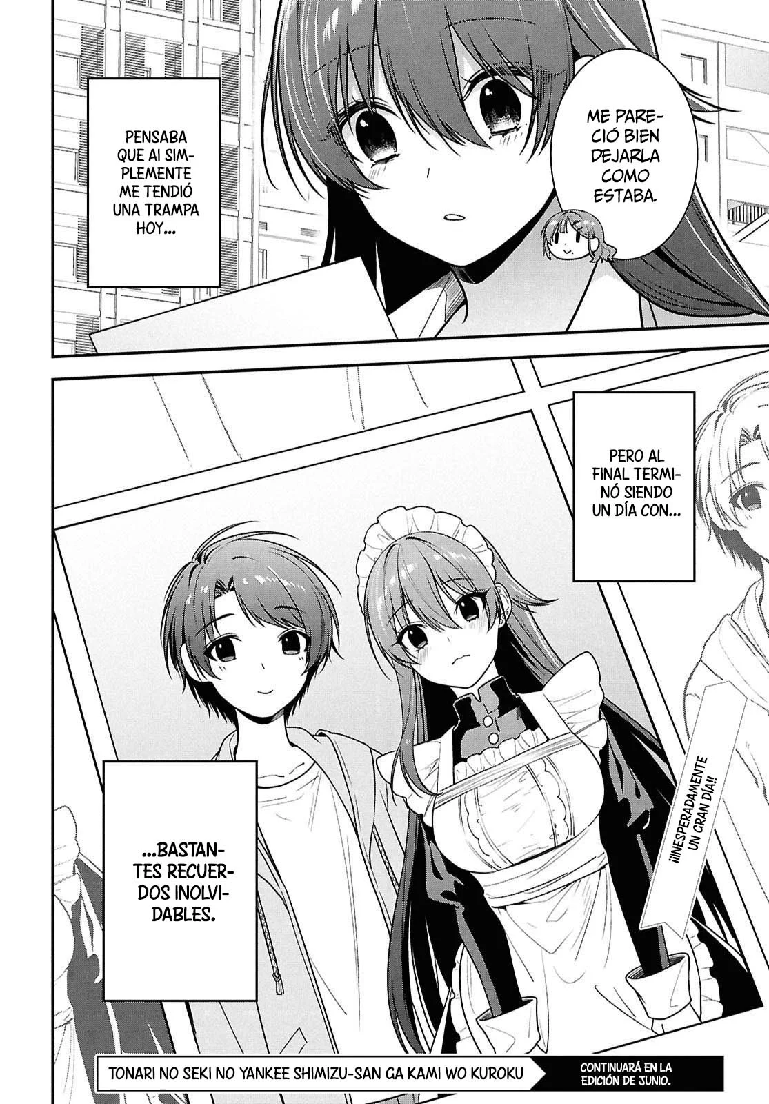 Tonari no Seki no Yankee Shimizu-san ga Kami o Kuroku Sometekita - Capítulo 7 - Página 34 - LectorTMOo