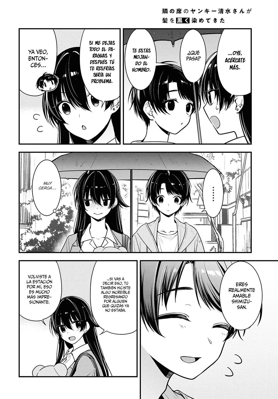 Tonari no Seki no Yankee Shimizu-san ga Kami o Kuroku Sometekita - Capítulo 8 - Página 15 - LectorTMOo
