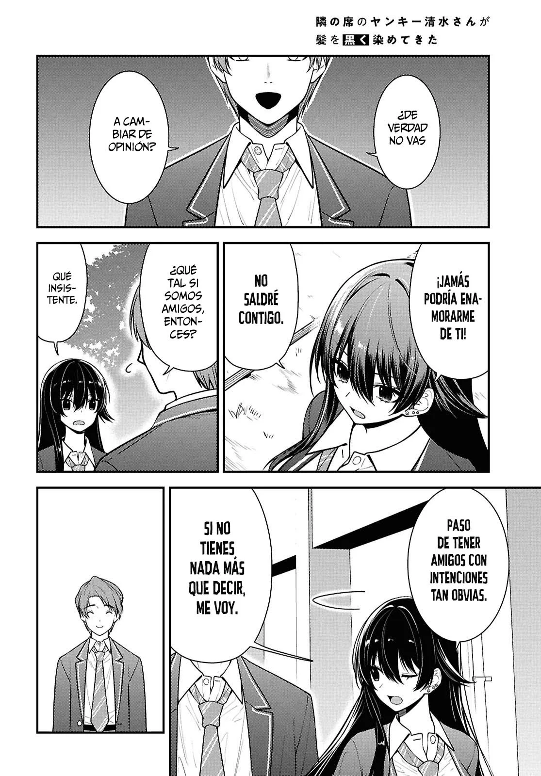 Tonari no Seki no Yankee Shimizu-san ga Kami o Kuroku Sometekita - Capítulo 9 - Página 15 - LectorTMOo