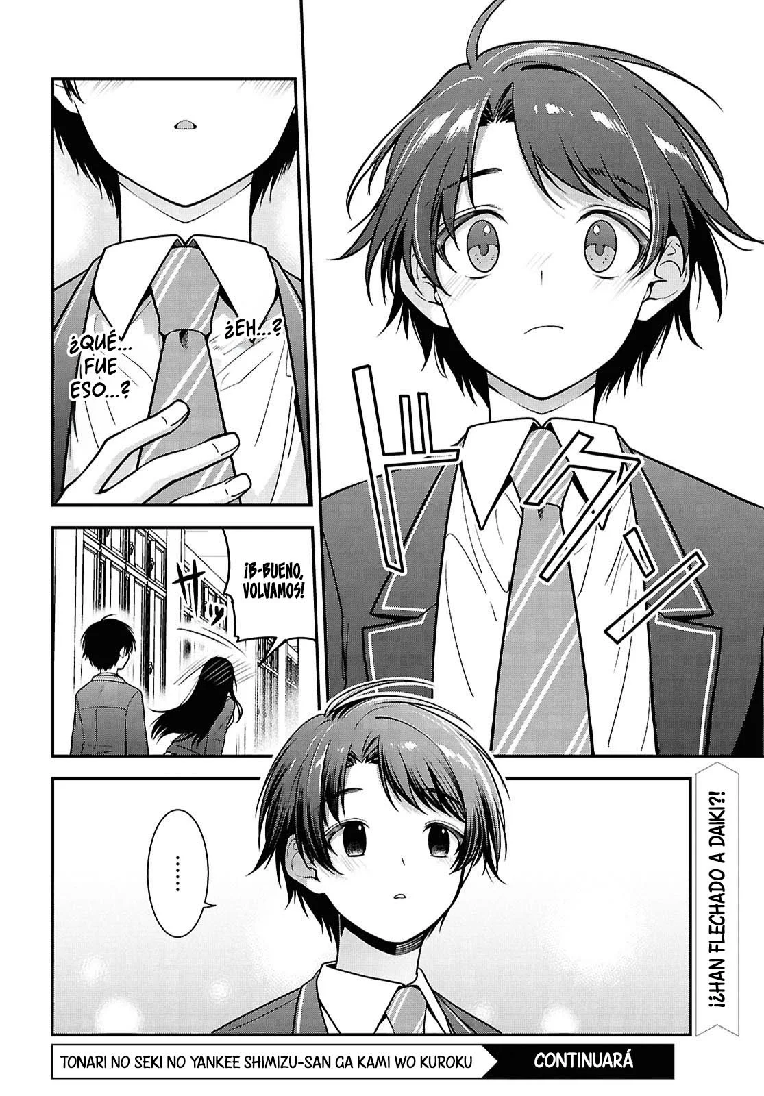 Tonari no Seki no Yankee Shimizu-san ga Kami o Kuroku Sometekita - Capítulo 9 - Página 34 - LectorTMOo