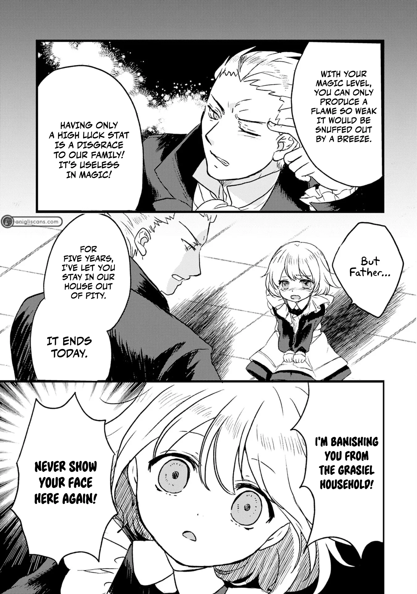 Koun-chi 999 no Watashi, Sokushi Mahou ga Zettai ni Seikou suru no de Sekai Saikyou desu: Mahou-chi 1 de Tsuihousaremashita ga, Kakuritsu Cheat de Moriagaru - Capítulo 1 - Página 8 - LectorTMOo