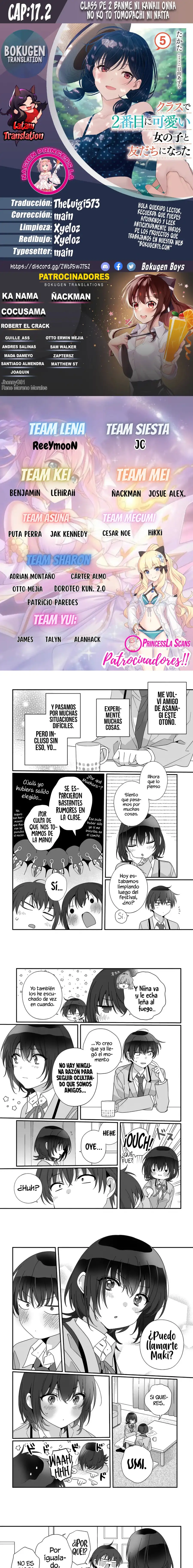 Class de 2-banme ni Kawaii Onnanoko to Tomodachi ni natta - Capítulo 17.2 - Página 1 - LectorTMOo