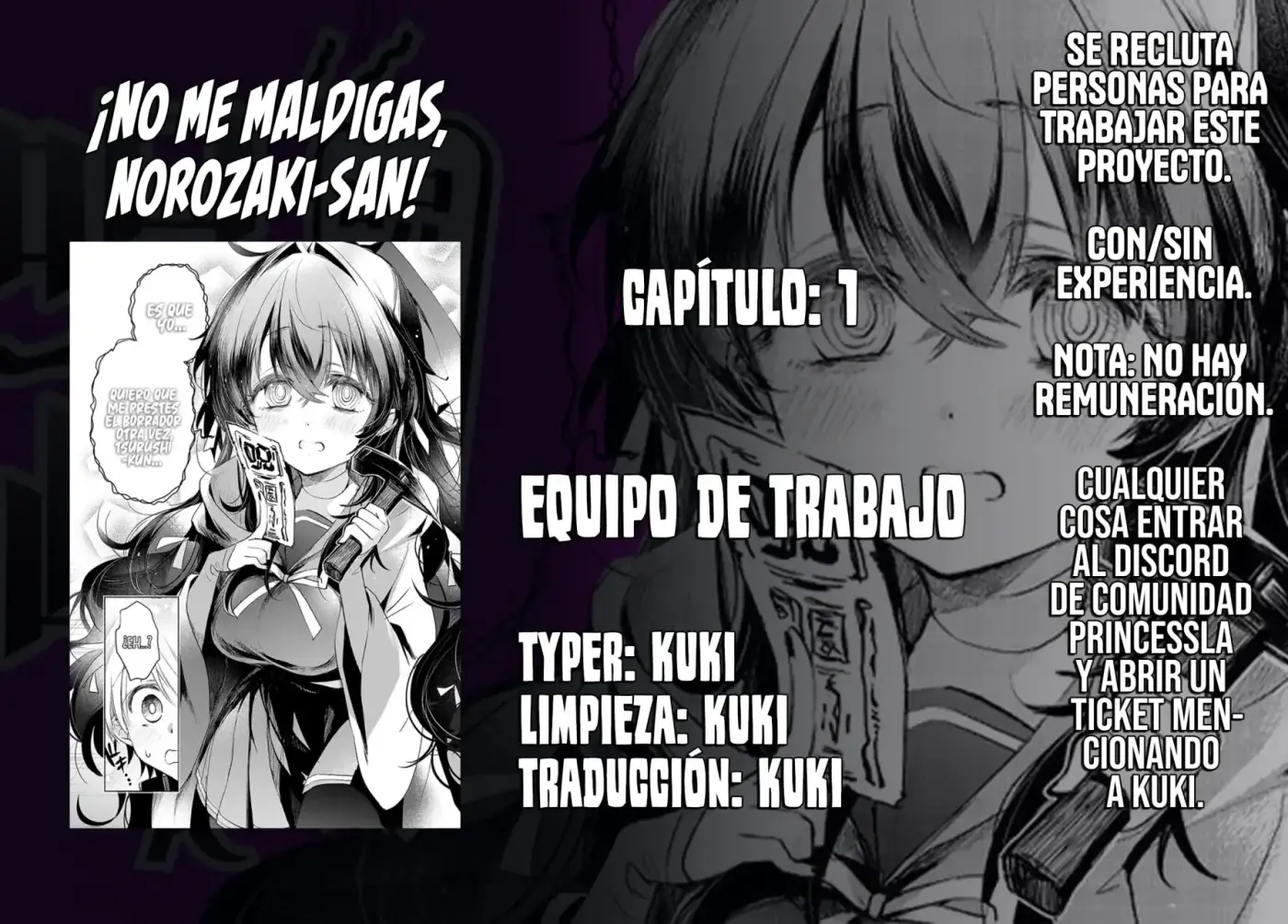 ¡No Me Maldigas, Norozaki-san! - Capítulo 1 - Página 1 - LectorTMOo