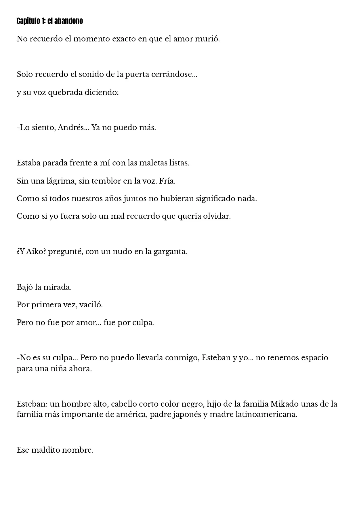 Una hija, Un camino, Un destino (Novela) - Capítulo 1 - Página 1 - LectorTMOo
