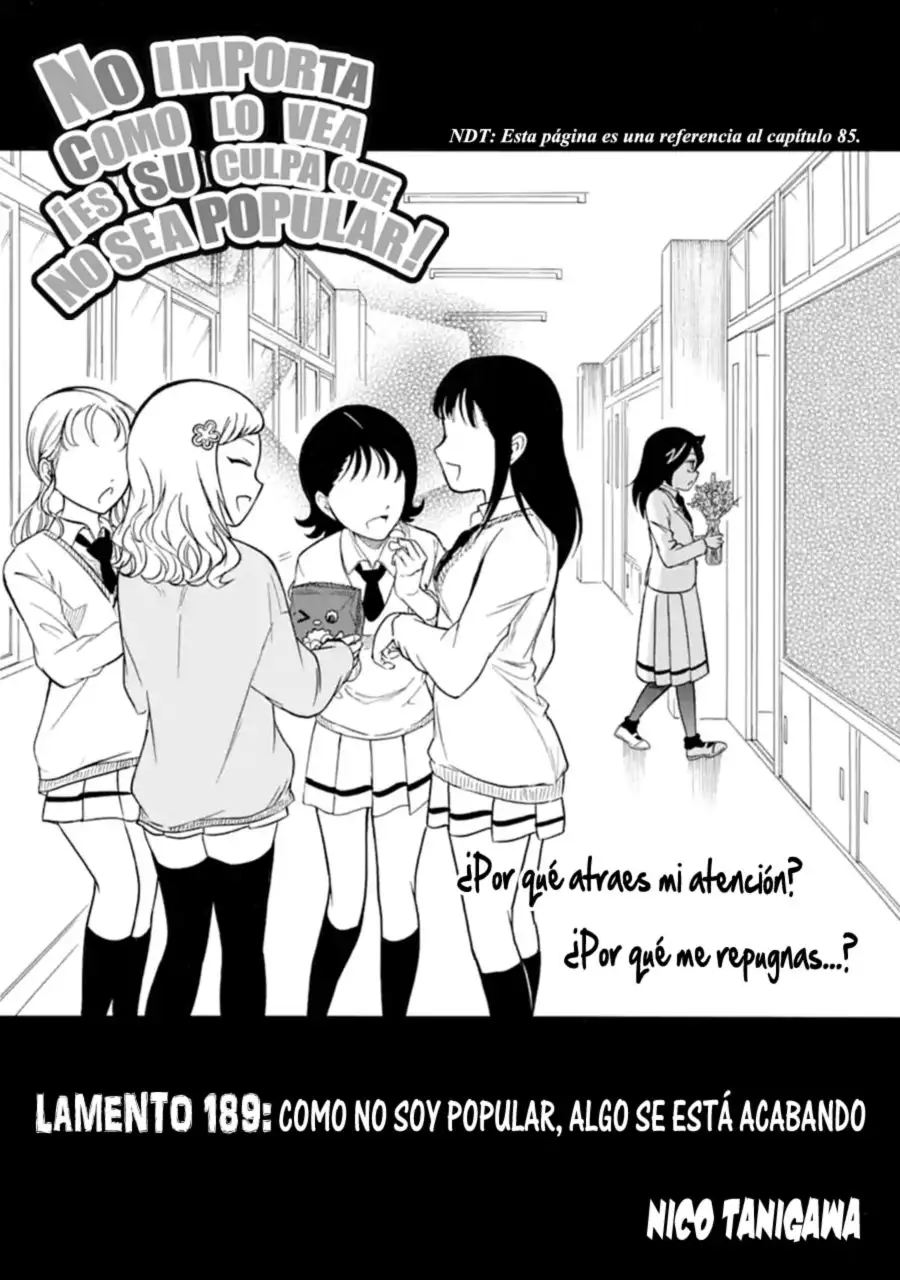 Watashi ga Motenai no wa Dou Kangaetemo Omaera ga Warui!, It's Not My Fault That I'm Not Popular! - Capítulo 189 - Página 1 - LectorTMOo