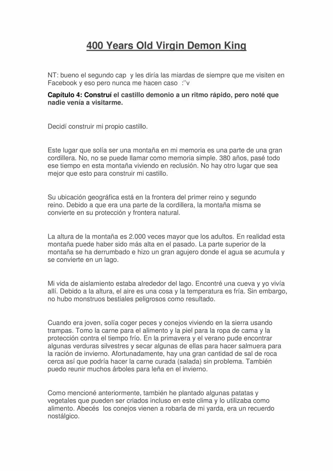 400 Years Old Virgin Demon King (Novela) - Capítulo 4 - Página 1 - LectorTMOo