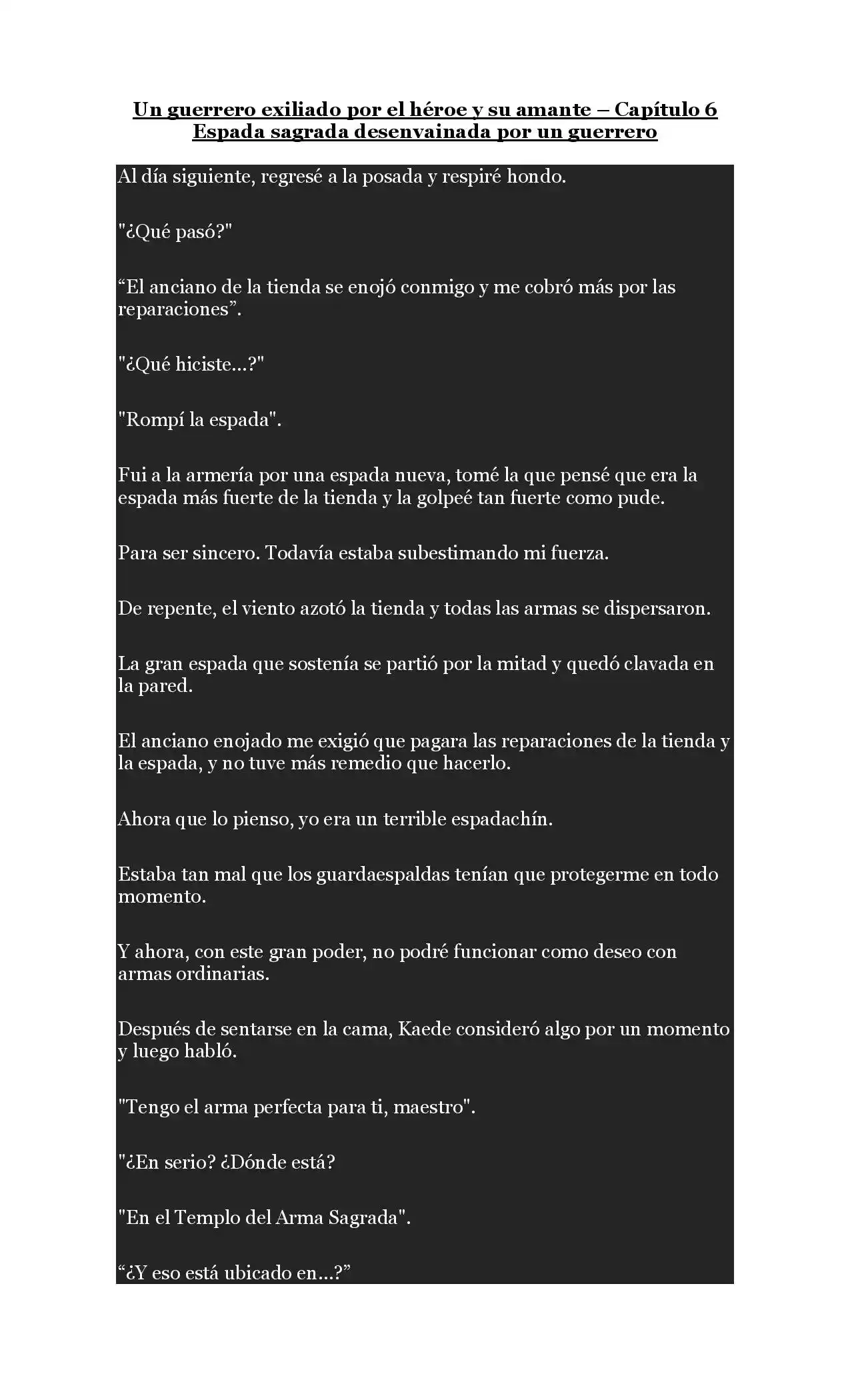 A Warrior Exiled By The Hero And His Lover - Capítulo 6 - Página 1 - LectorTMOo