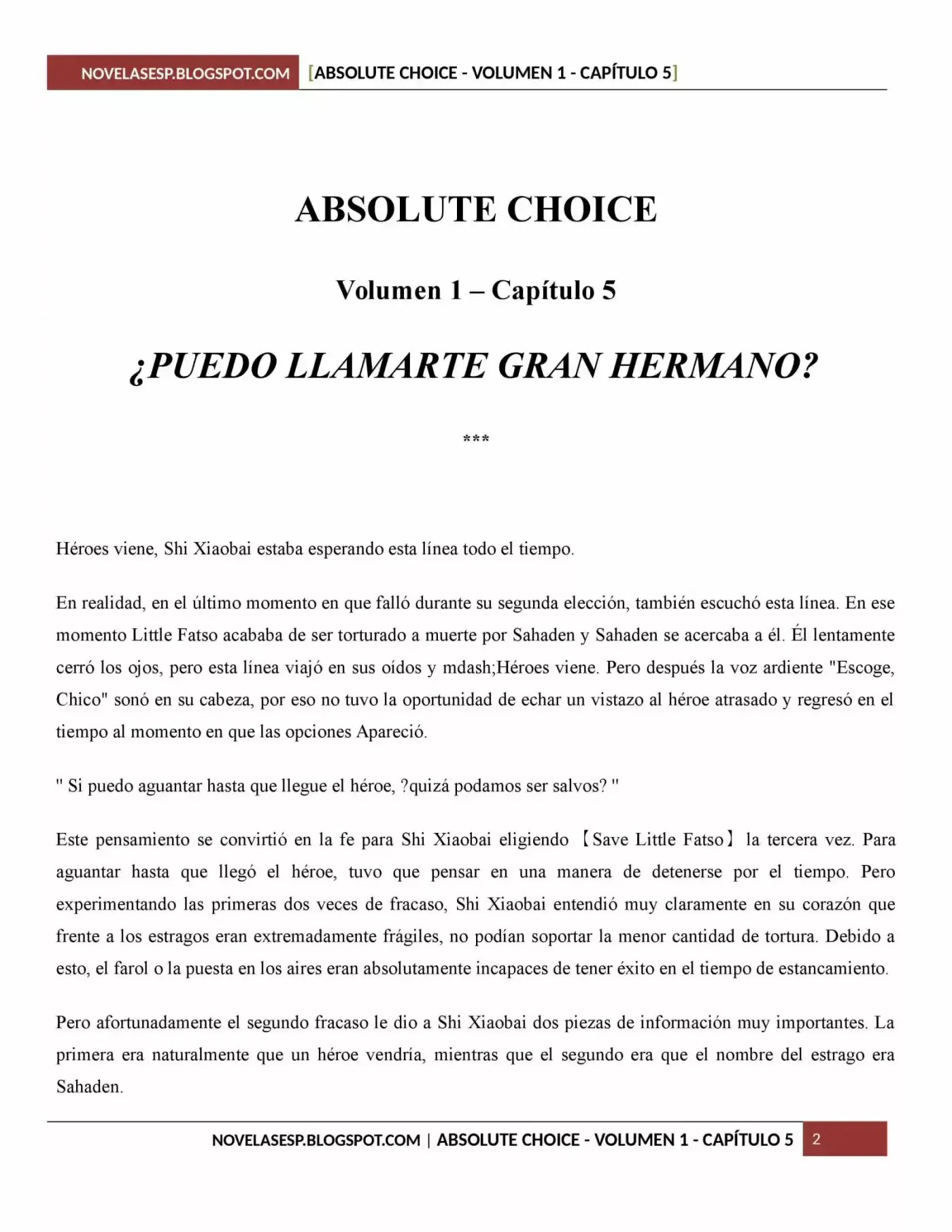 Absolute Choice (Novela) - Capítulo 5 - Página 2 - LectorTMOo