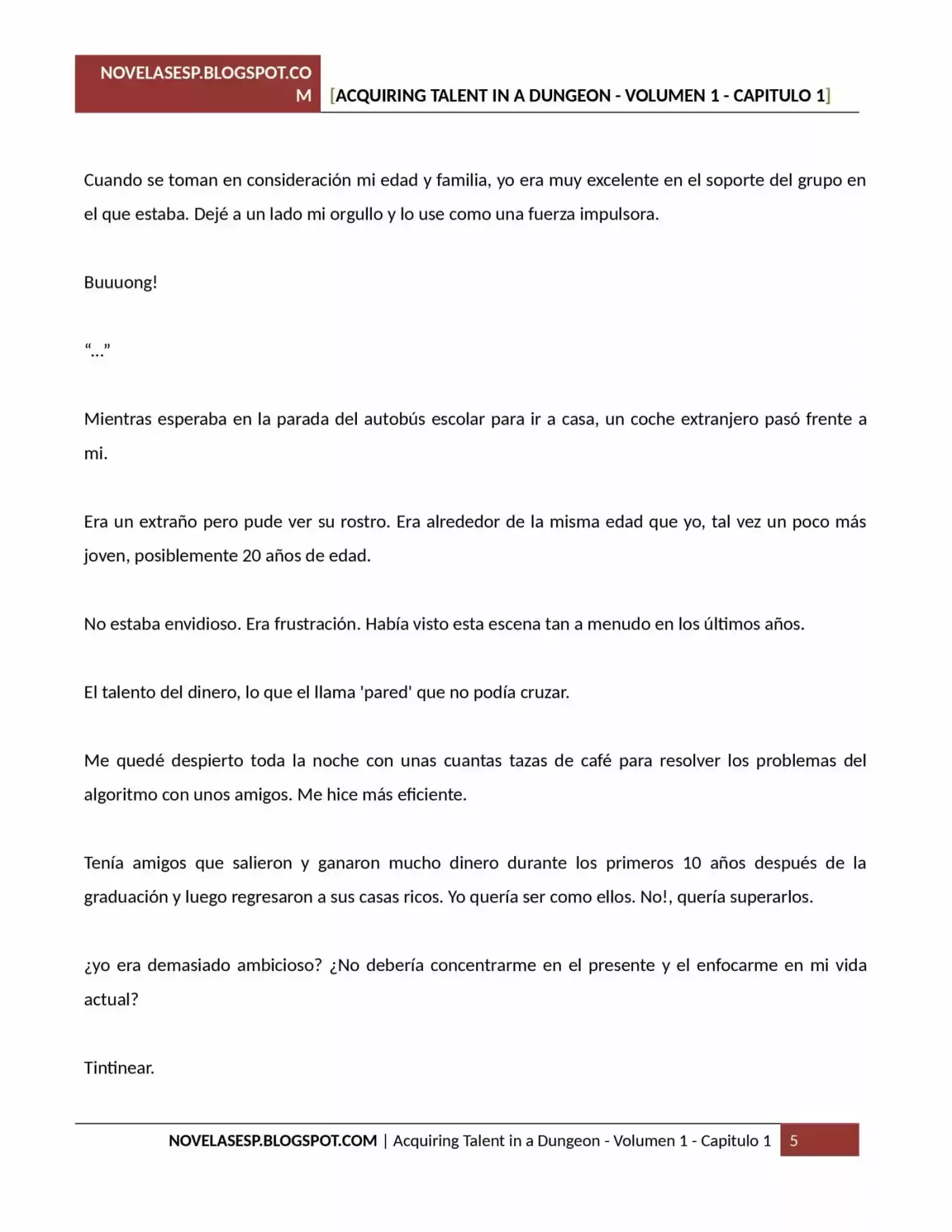 Acquiring Talent In A Dungeon (Novela) - Capítulo 1 - Página 5 - LectorTMOo
