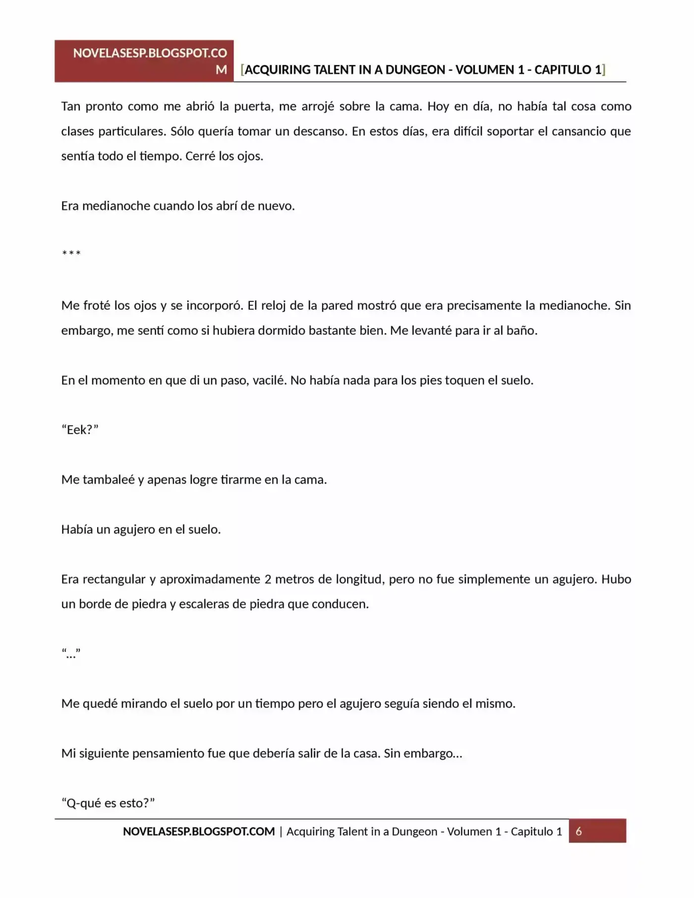 Acquiring Talent In A Dungeon (Novela) - Capítulo 1 - Página 6 - LectorTMOo