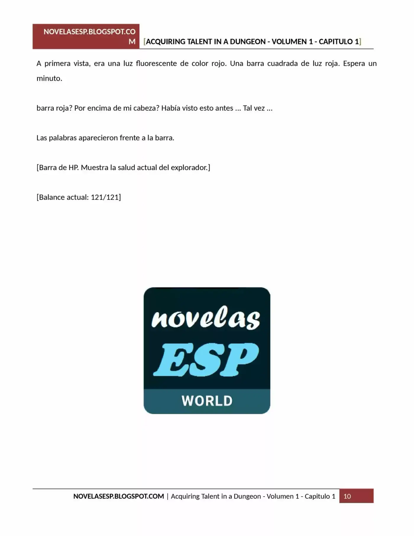 Acquiring Talent In A Dungeon (Novela) - Capítulo 1 - Página 10 - LectorTMOo