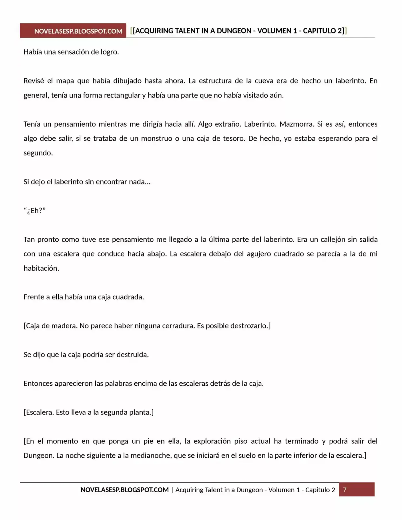 Acquiring Talent In A Dungeon (Novela) - Capítulo 2 - Página 7 - LectorTMOo