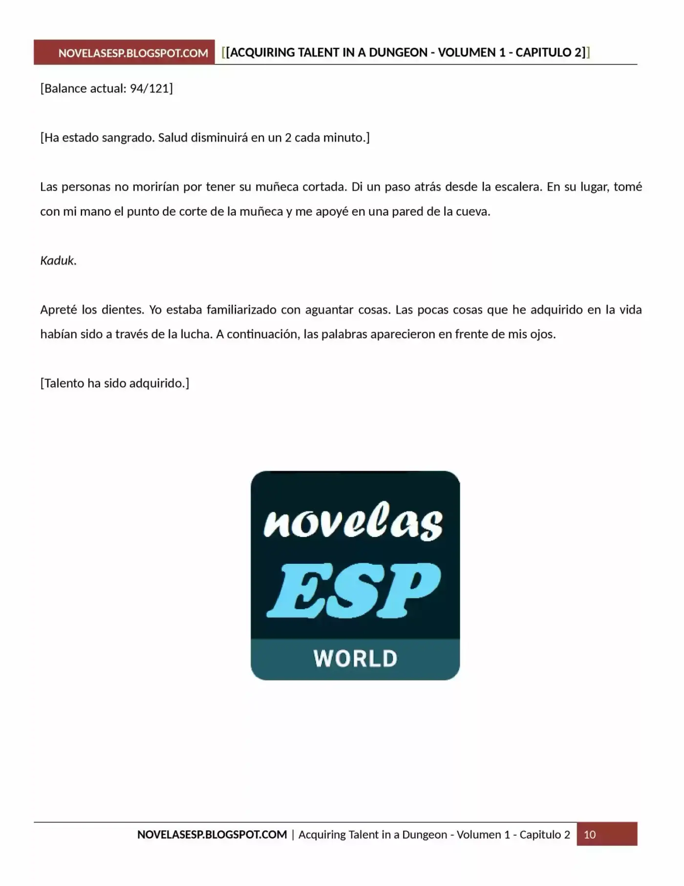 Acquiring Talent In A Dungeon (Novela) - Capítulo 2 - Página 10 - LectorTMOo