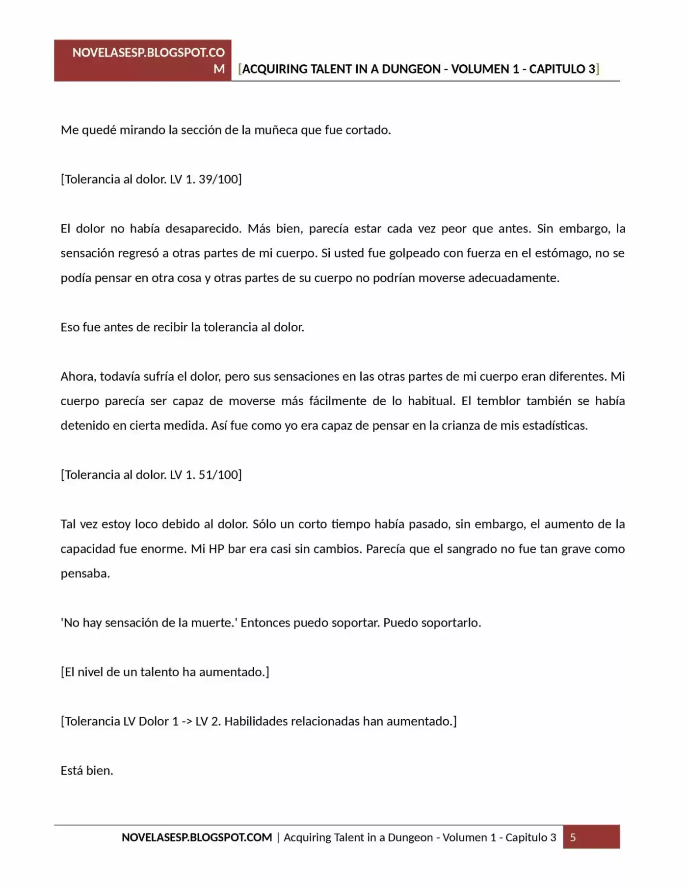 Acquiring Talent In A Dungeon (Novela) - Capítulo 3 - Página 5 - LectorTMOo
