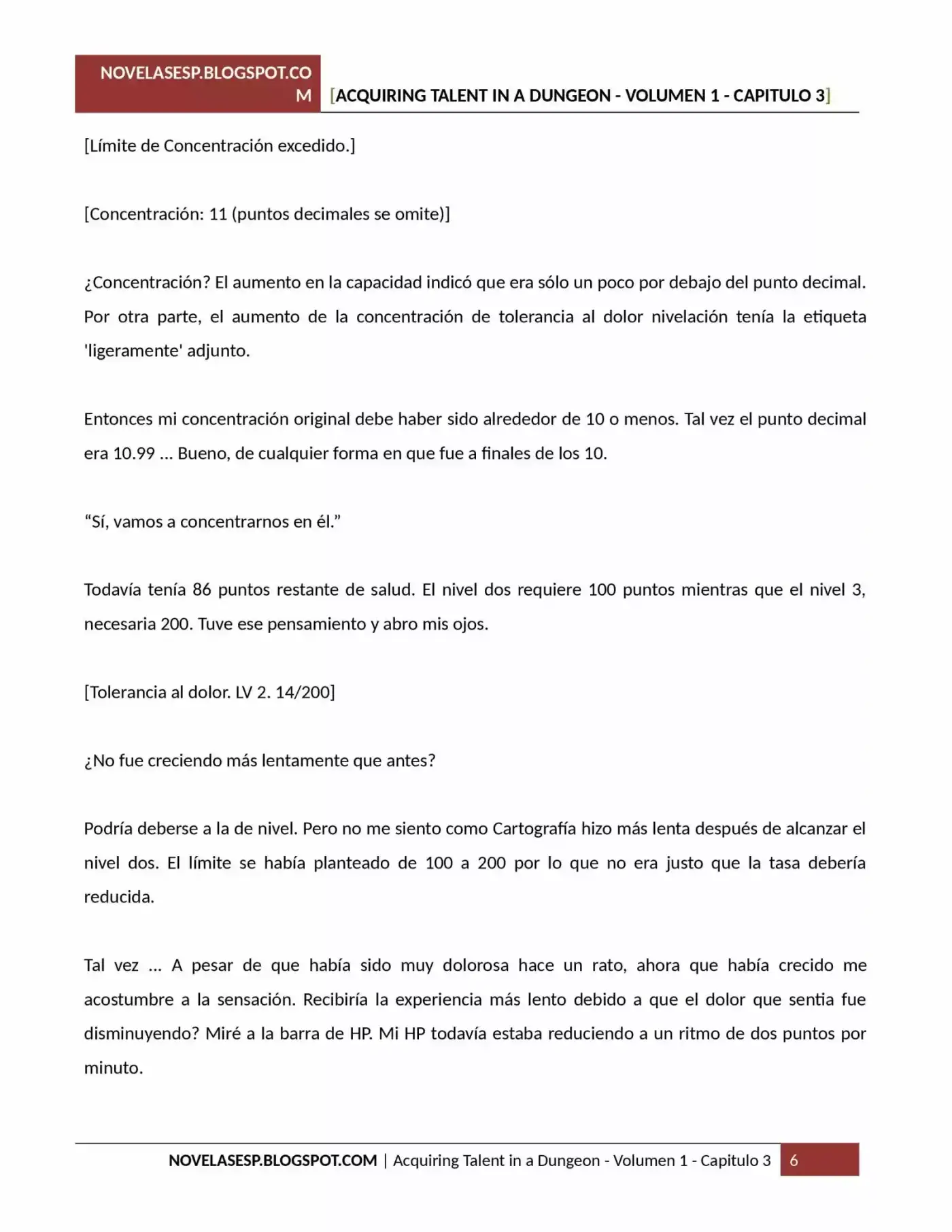 Acquiring Talent In A Dungeon (Novela) - Capítulo 3 - Página 6 - LectorTMOo