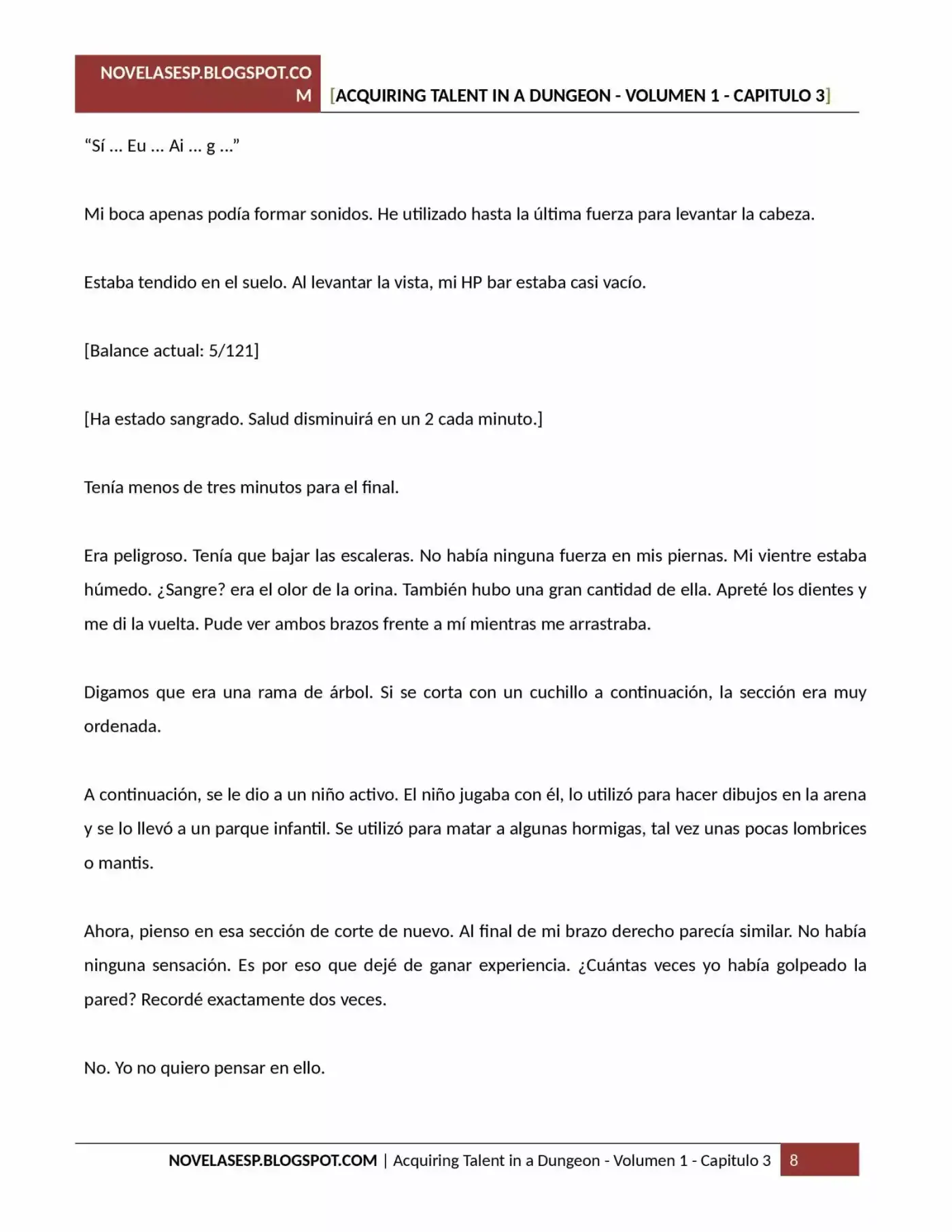Acquiring Talent In A Dungeon (Novela) - Capítulo 3 - Página 8 - LectorTMOo