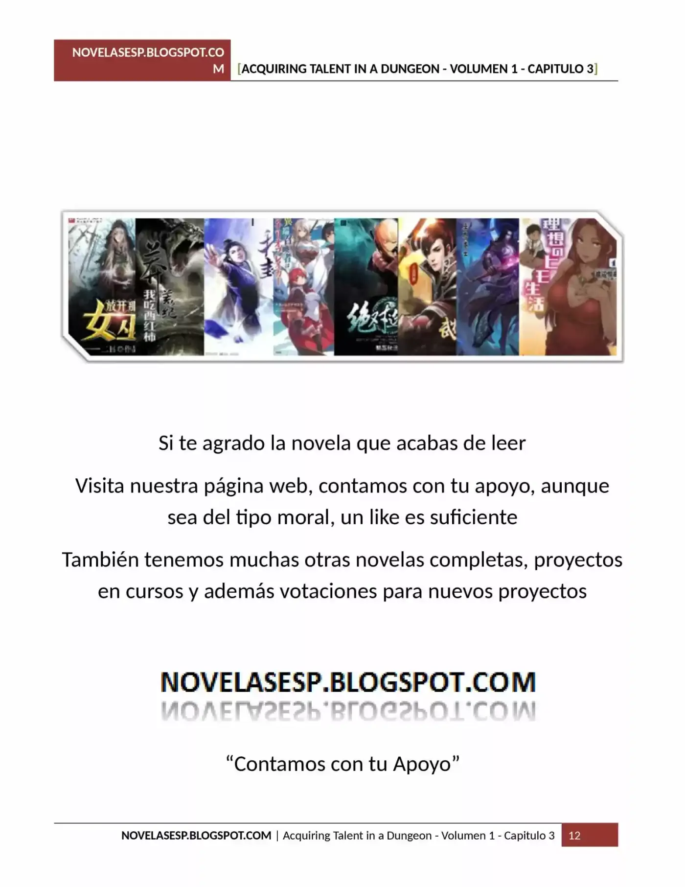 Acquiring Talent In A Dungeon (Novela) - Capítulo 3 - Página 12 - LectorTMOo