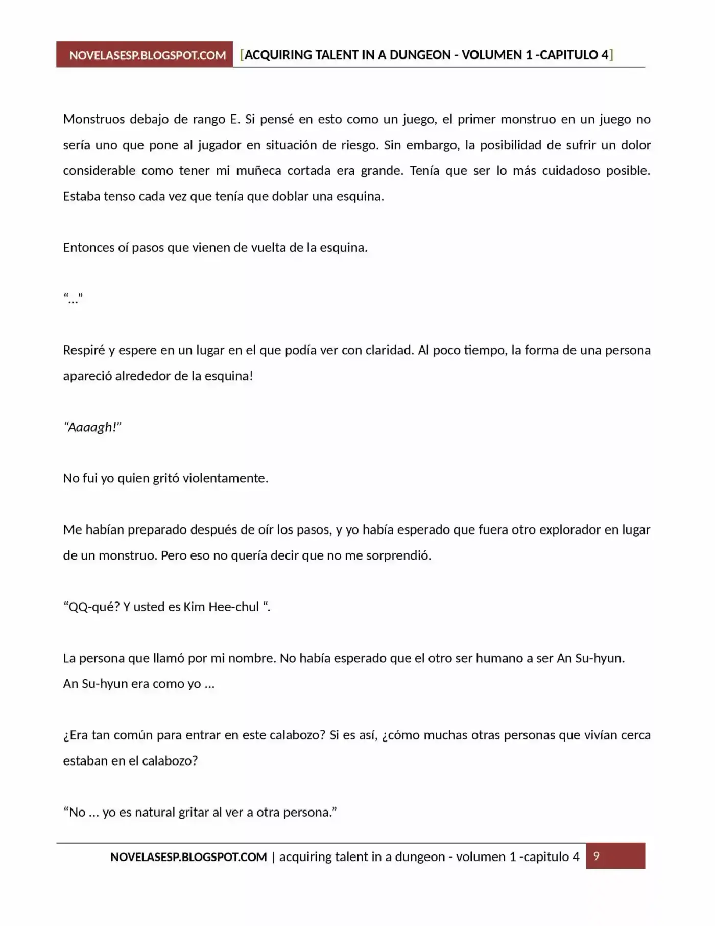 Acquiring Talent In A Dungeon (Novela) - Capítulo 4 - Página 9 - LectorTMOo