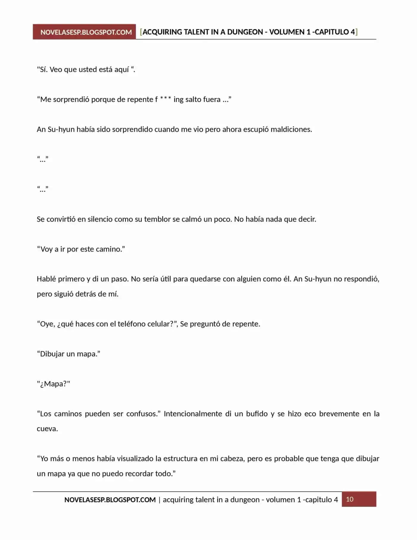 Acquiring Talent In A Dungeon (Novela) - Capítulo 4 - Página 10 - LectorTMOo