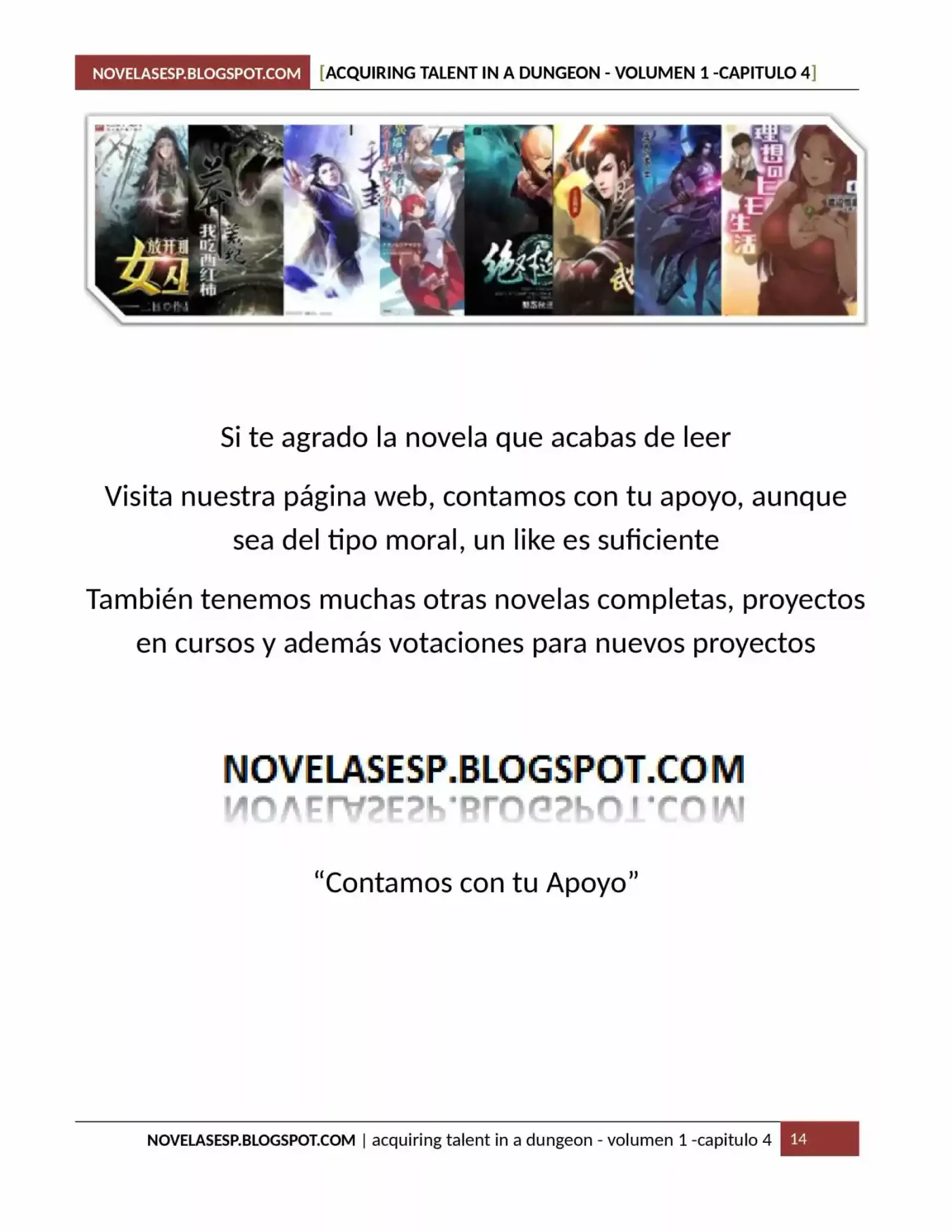Acquiring Talent In A Dungeon (Novela) - Capítulo 4 - Página 14 - LectorTMOo