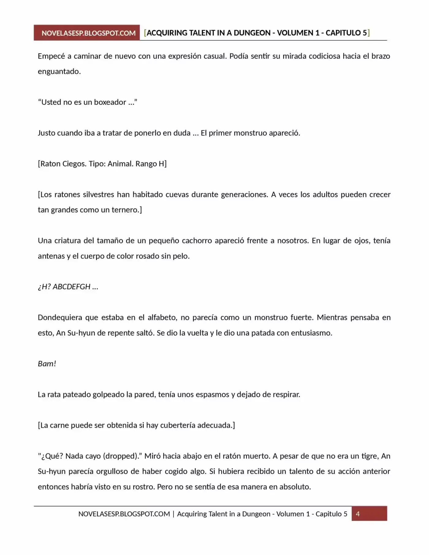 Acquiring Talent In A Dungeon (Novela) - Capítulo 5 - Página 4 - LectorTMOo