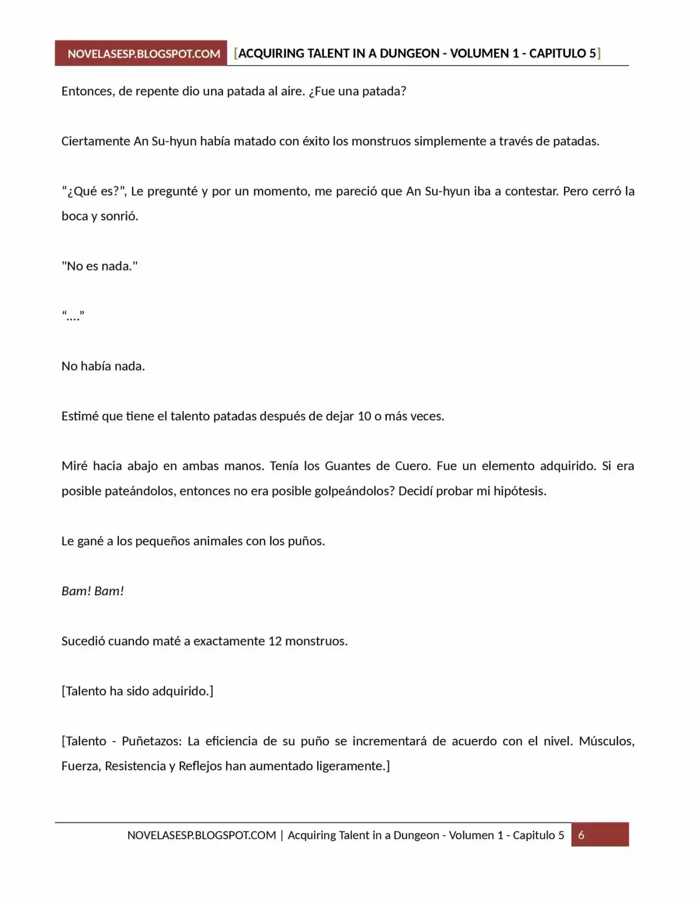 Acquiring Talent In A Dungeon (Novela) - Capítulo 5 - Página 6 - LectorTMOo