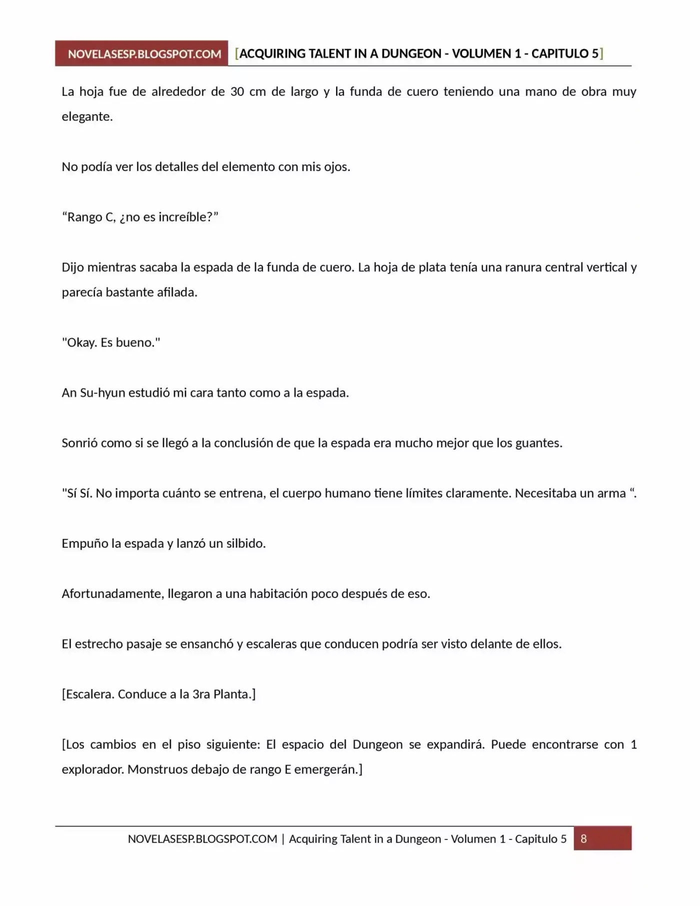 Acquiring Talent In A Dungeon (Novela) - Capítulo 5 - Página 8 - LectorTMOo