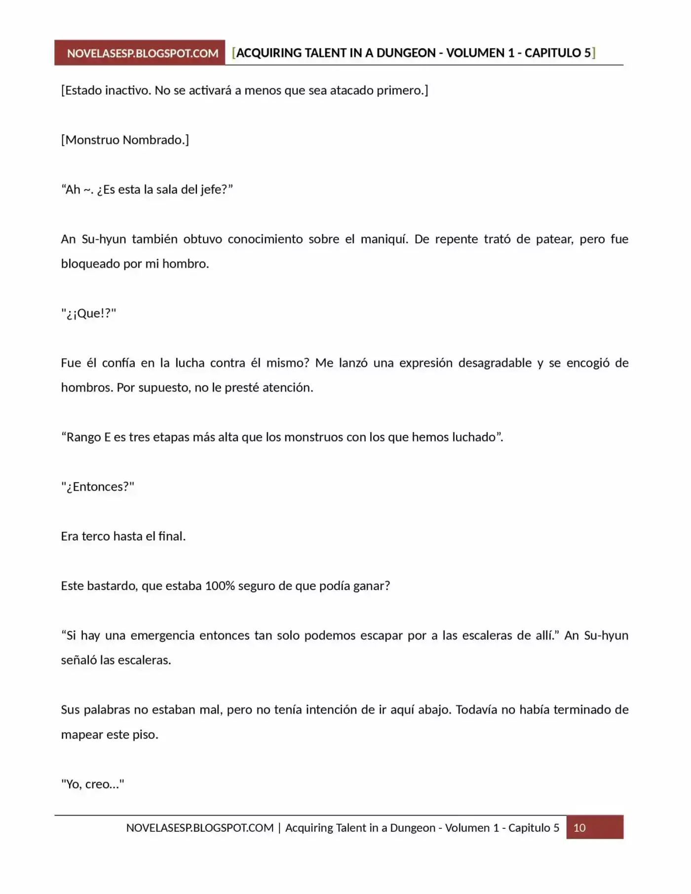 Acquiring Talent In A Dungeon (Novela) - Capítulo 5 - Página 10 - LectorTMOo
