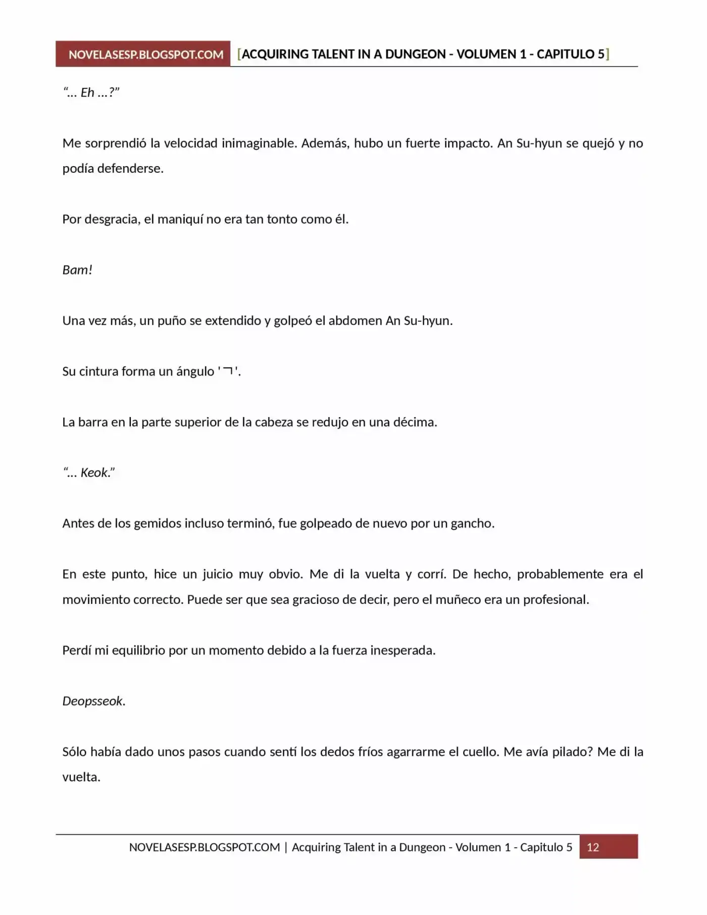 Acquiring Talent In A Dungeon (Novela) - Capítulo 5 - Página 12 - LectorTMOo