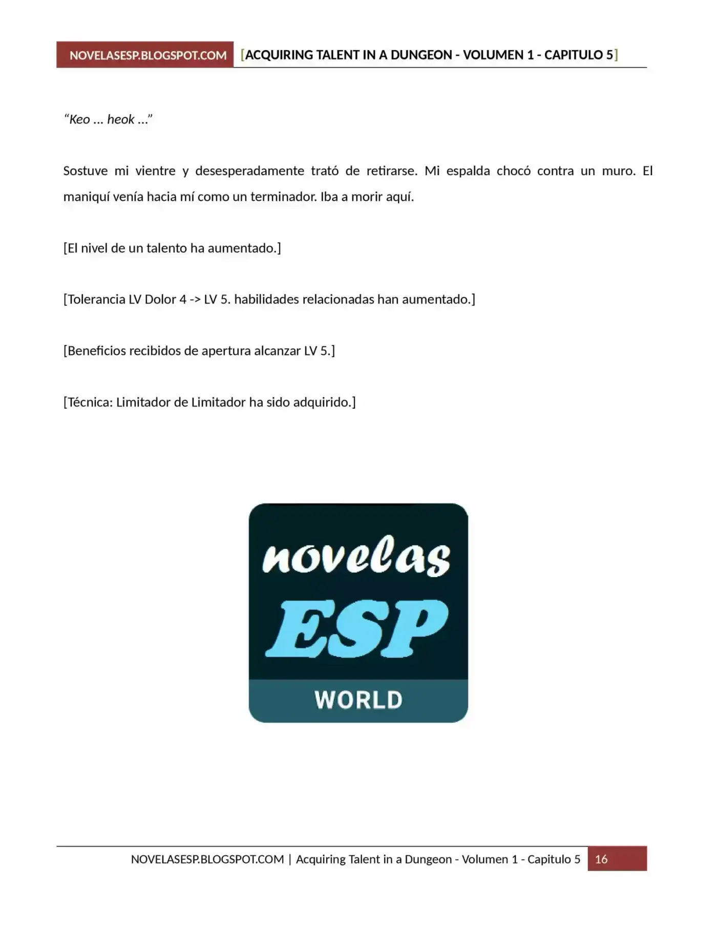 Acquiring Talent In A Dungeon (Novela) - Capítulo 5 - Página 16 - LectorTMOo