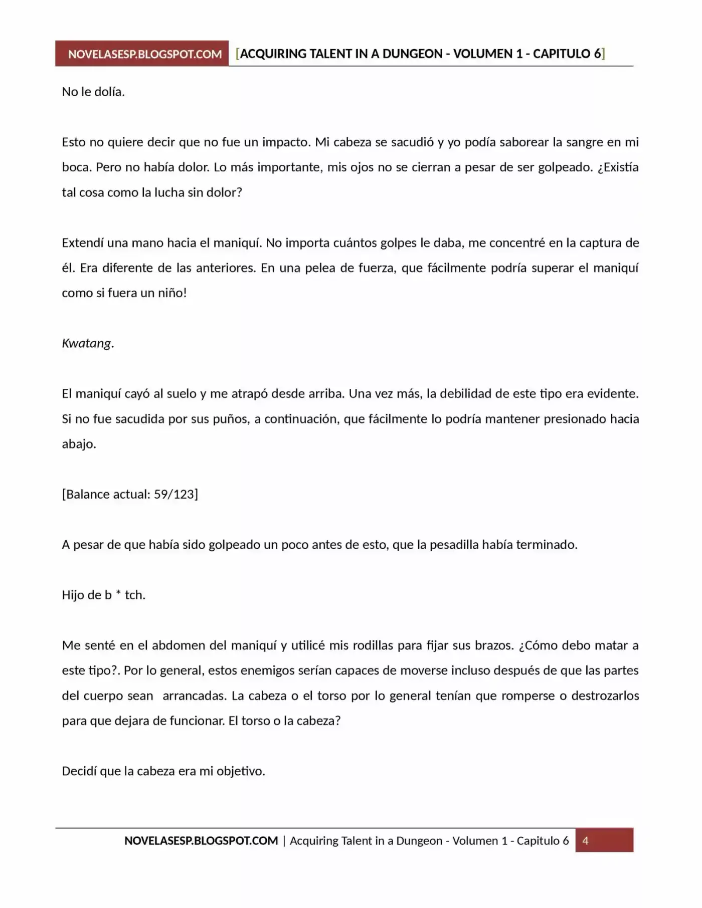 Acquiring Talent In A Dungeon (Novela) - Capítulo 6 - Página 4 - LectorTMOo