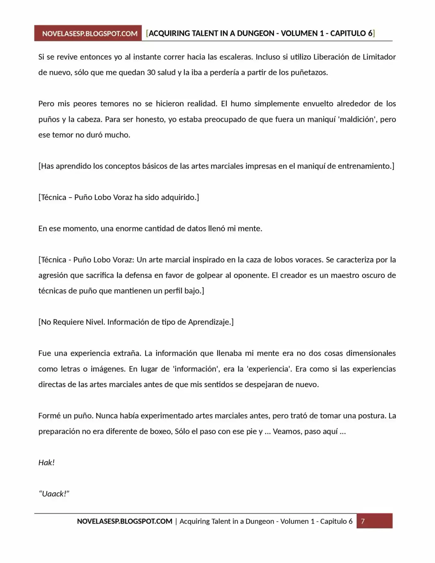 Acquiring Talent In A Dungeon (Novela) - Capítulo 6 - Página 7 - LectorTMOo