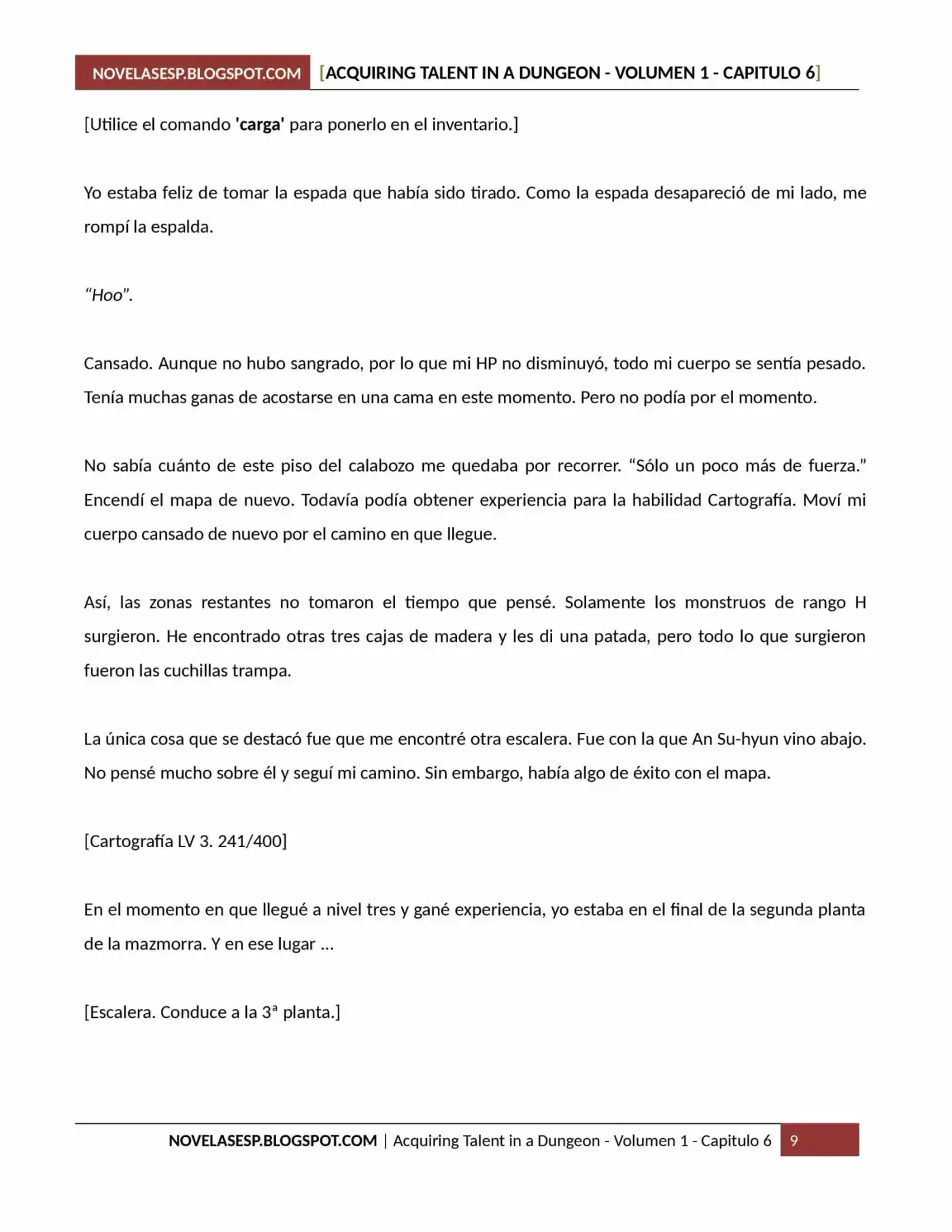 Acquiring Talent In A Dungeon (Novela) - Capítulo 6 - Página 9 - LectorTMOo