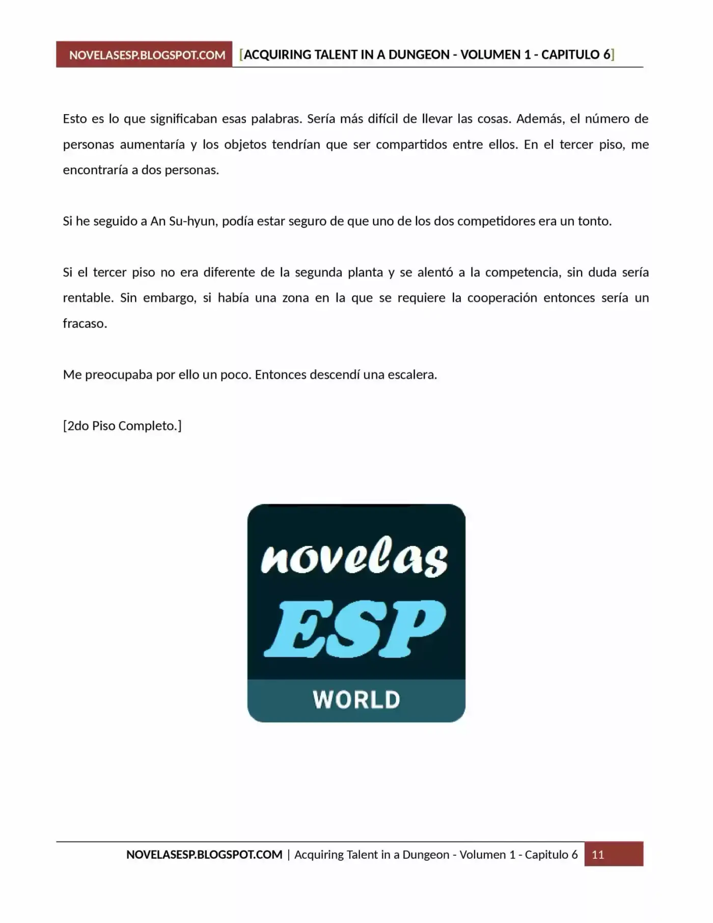 Acquiring Talent In A Dungeon (Novela) - Capítulo 6 - Página 11 - LectorTMOo