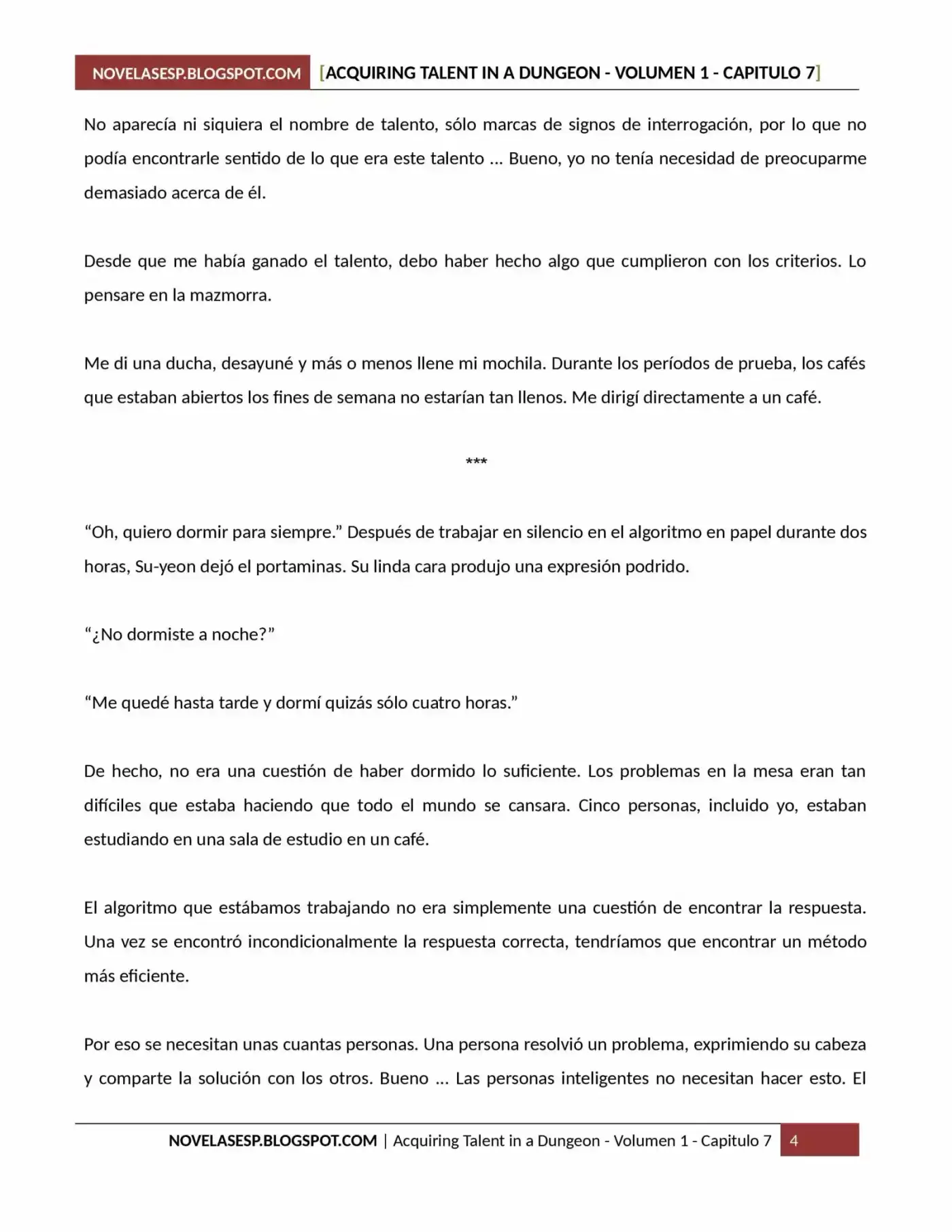 Acquiring Talent In A Dungeon (Novela) - Capítulo 7 - Página 4 - LectorTMOo