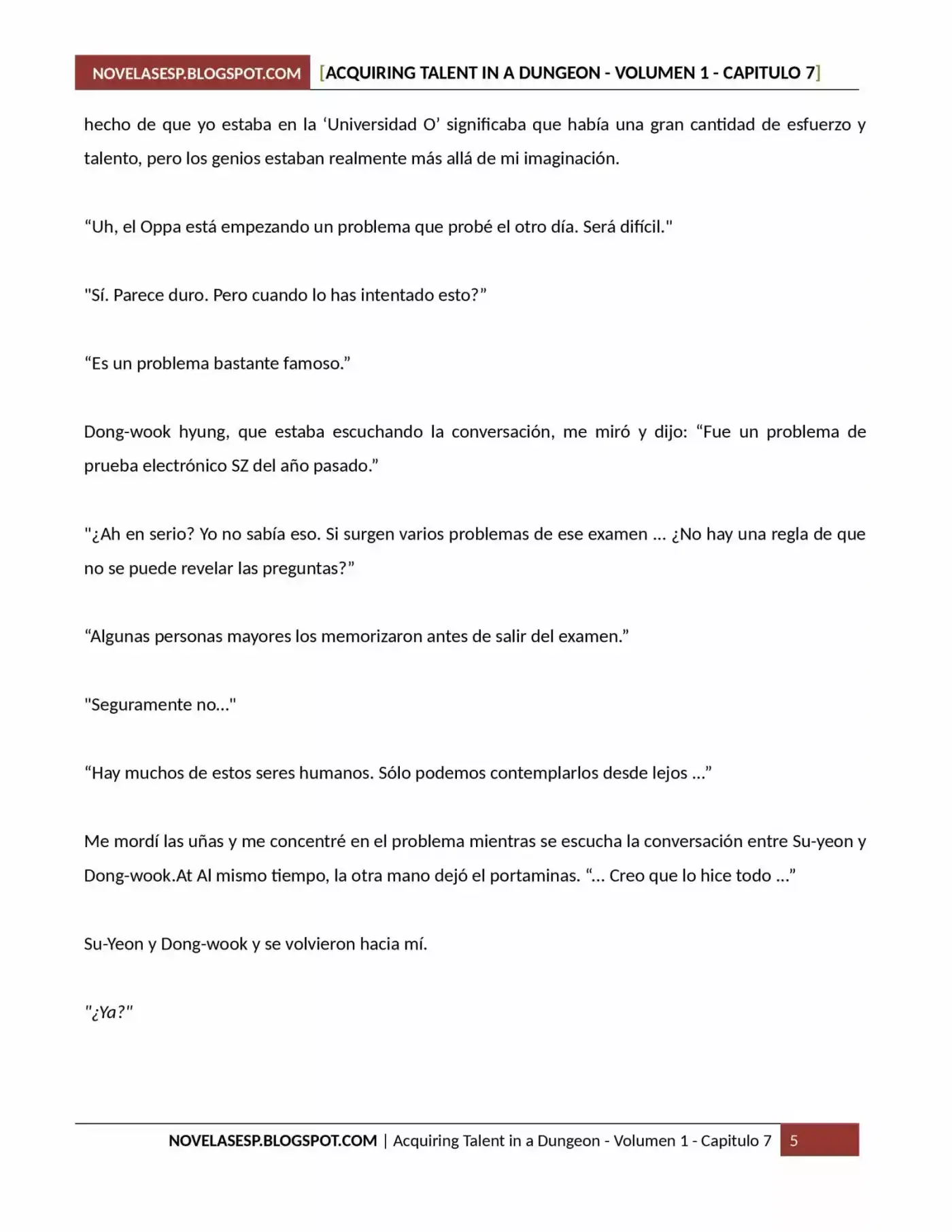 Acquiring Talent In A Dungeon (Novela) - Capítulo 7 - Página 5 - LectorTMOo